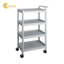 Xe đẩy hàng di động (4 tầng, màu xám, nhựa PP (polypropylene), ABS, 705 x 447 x 1155mm) AS ONE 3-6643-05 ME32E