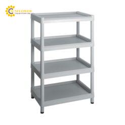 Xe đẩy hàng di động (4 tầng, màu xám, nhựa PP (polypropylene), ABS, 645 x 447 x 1125mm) AS ONE 3-6643-10 ME32K