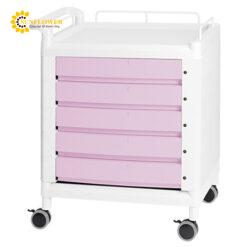 Xe đẩy hàng di động (màu hồng, có ngăn kéo, khung bảo vệ, nhựa PP (polypropylene), ABS, 457 x 770 x 830mm) NAVIS D21P