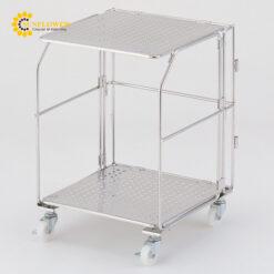 Xe đẩy hàng phòng thí nghiệm (loại gấp được, thép không gỉ (SUS304), 370 x 370 x 512mm) AS ONE 1-5994-01 SC-UT